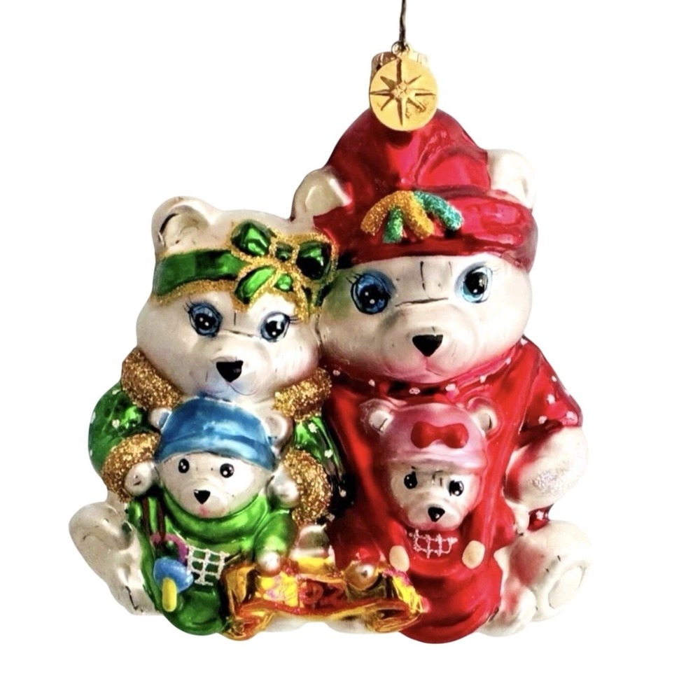CHRISTOPHER RADKO Marshall Field's‎ SANTA BEAR FAMILY 4" Ornament Polar Bears